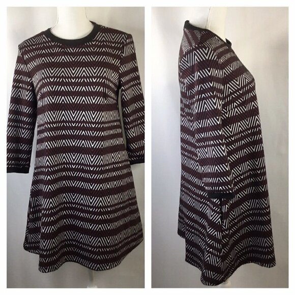 Swing dress~Loose Fit~Stretch Knit~Pockets~Chevron - Picture 1 of 10